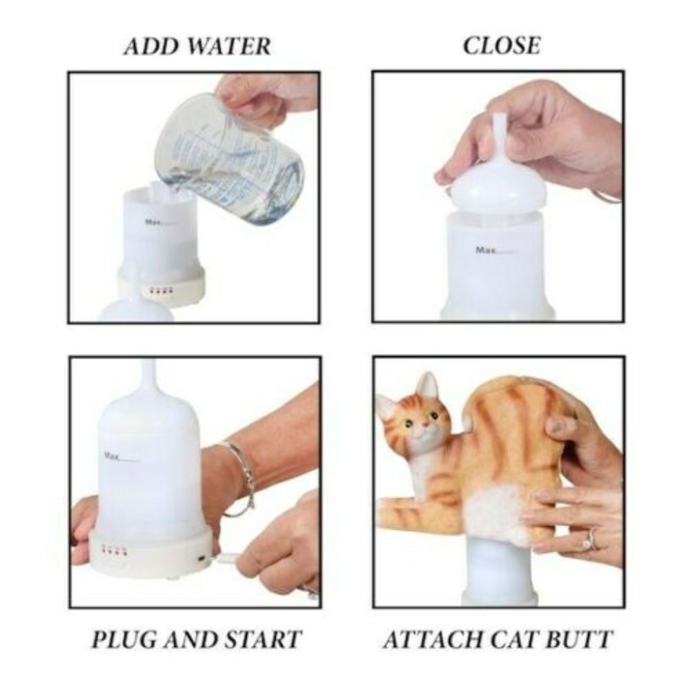 Cat Butt Essential Oil Diffuser Funny Kitten Novelty Gift Unisex Adult D… - Picture 3 of 7